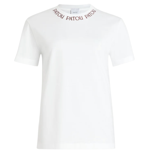 PATOU オーガニックコットン パトゥロゴ エンブロイダリーTシャツ PATOU パトゥロゴTシャツ新品ホワイト
