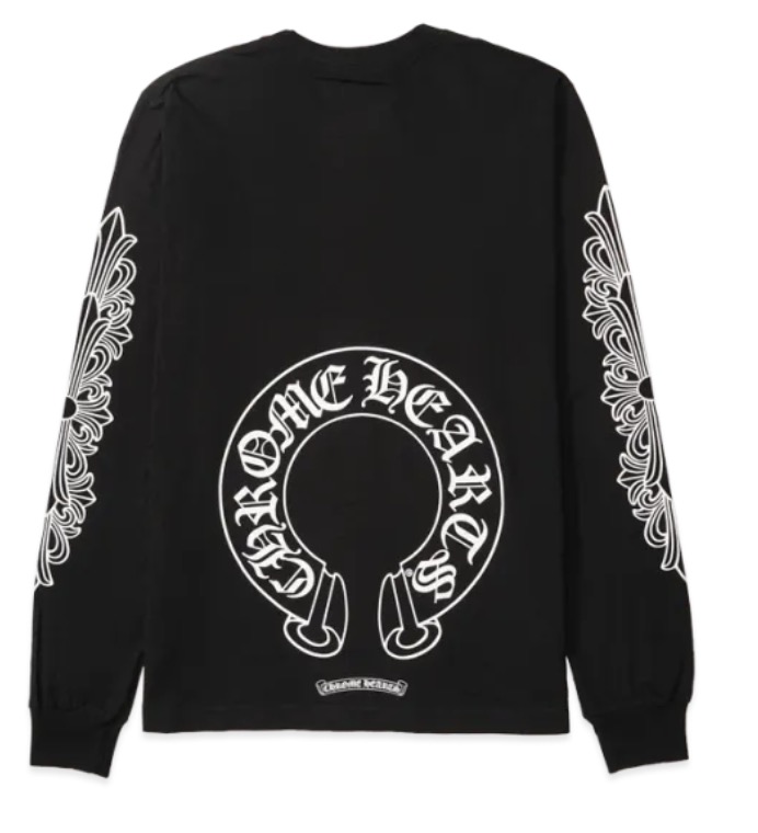Chrome hearts  フローラルクロス ホースシューバックプリント ロンT Sサイズ