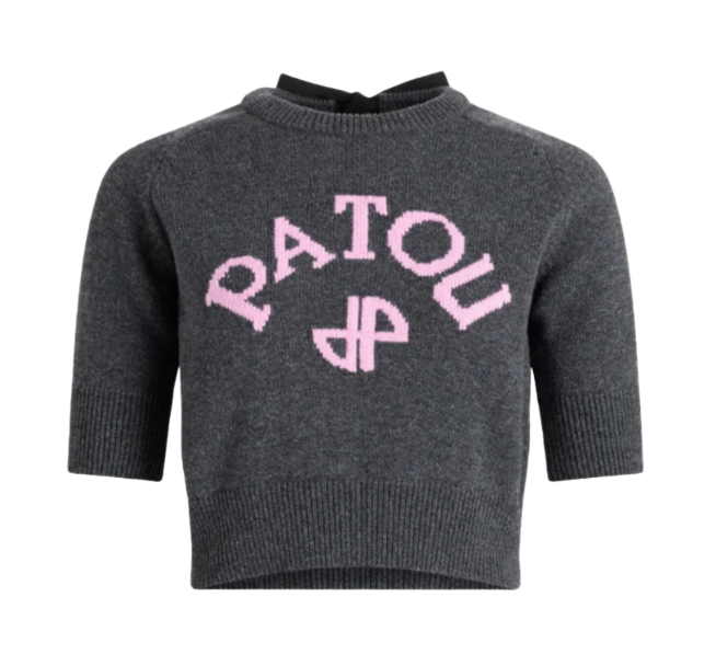 PATOU ウール＆カシミア パトゥロゴ＆JPモノグラム クロップドセーター