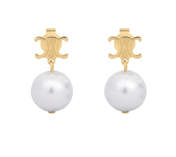 レ・ペルル CELINE ピアス / ゴールドフィニッシュ ブラス＆ガラスパール