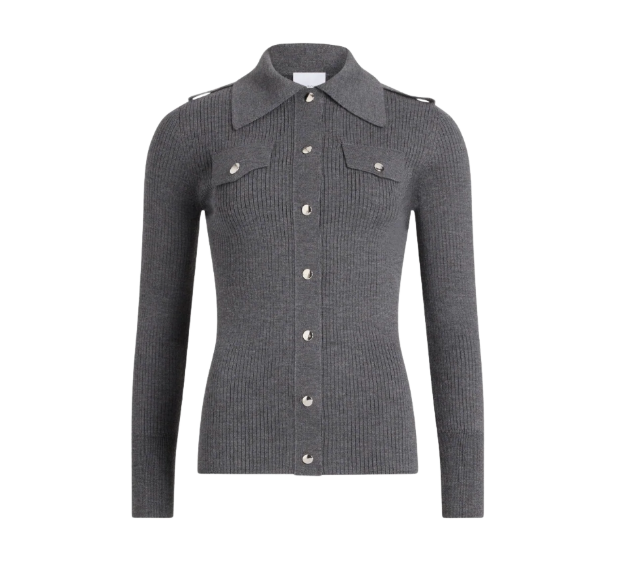 PATOU ウール リブ シャツ グレー