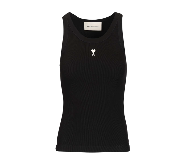 Ami paris ブラックコットン Ami de Coeur タンクトップ
