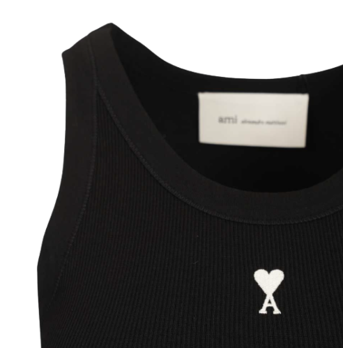 Ami paris ブラックコットン Ami de Coeur タンクトップ