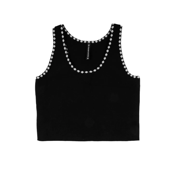 Chrome Hearts クロス プリント クロップド タンクトップブラック XS